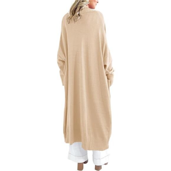 Womens Long Cardigan Sweaters with Pockets Beige - Picture 3 of 5